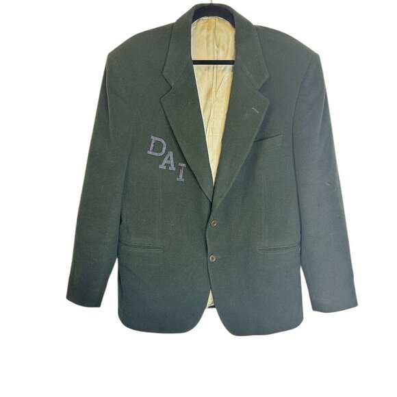 Vintage Wool Cashmere Blazer 40R Dark Green Made in Canada Quiet Luxury Academia - Picture 2 of 6